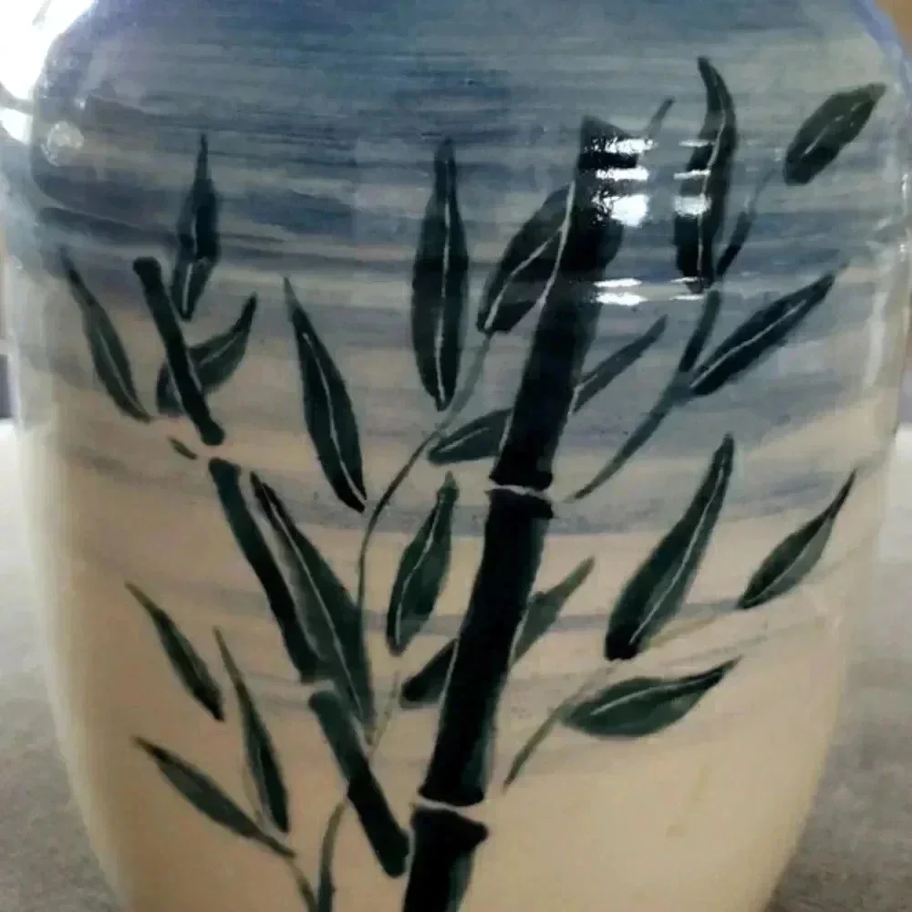 Boho Vintage Ginger Jar Blue Green